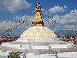Kathmandu Boudhanath 17 Boudhanath Stupa From Above Just Right Of Entrance There are very good views of Boudhanath Stupa from the top floors of the buildings that circle the Stupa. This view is from a restaurant to the southeast.